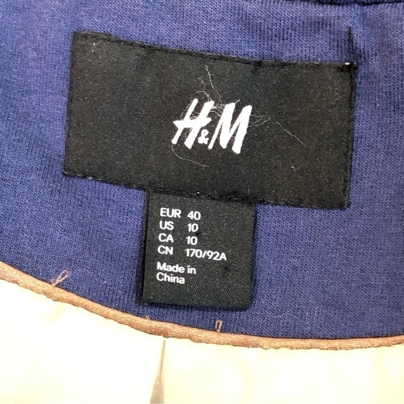 H&M navy blazer double breasted equestrian style jersey knit cotton poly 10 - Picture 6 of 11